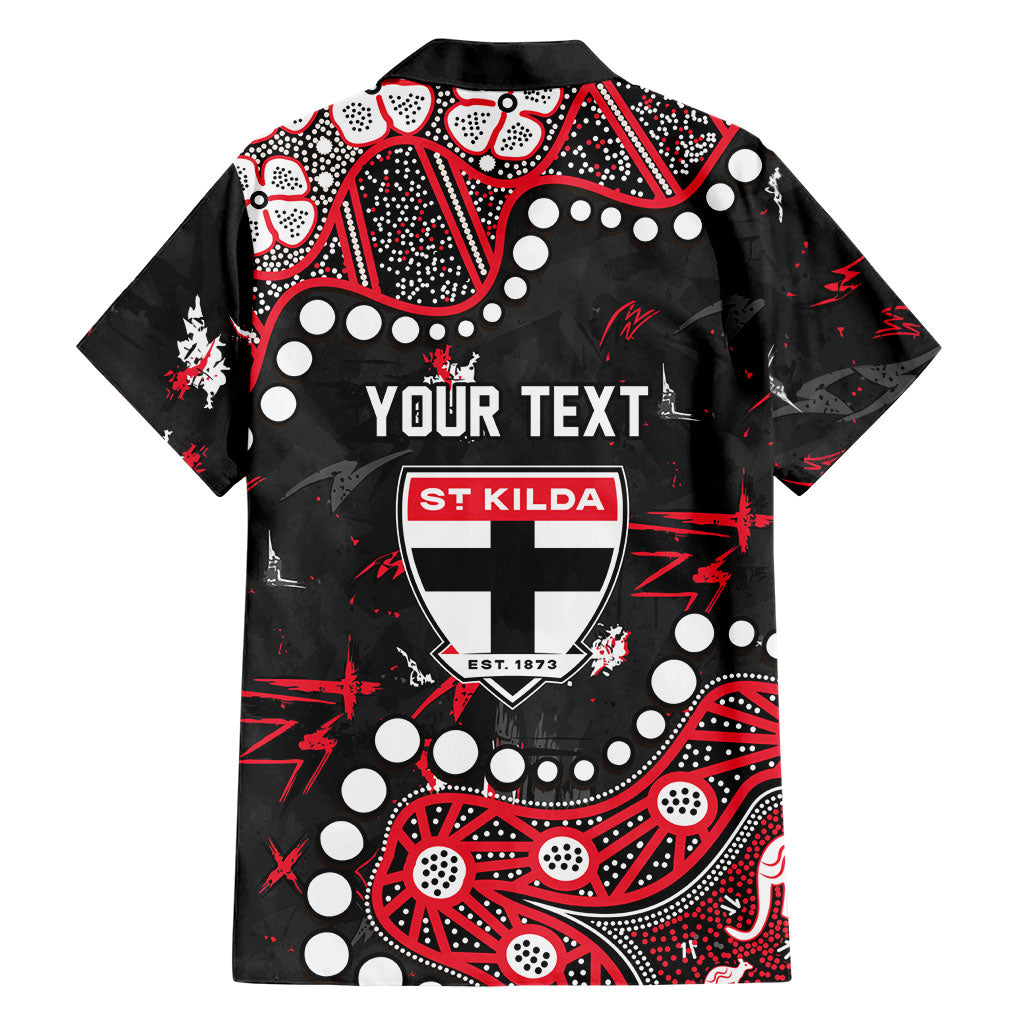 Personalized St Kilda Saints Family Matching Off Shoulder Short Dress and Hawaiian Shirt Aboriginal Pattern with Graffiti Style