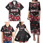 Personalized St Kilda Saints Family Matching Puletasi and Hawaiian Shirt Aboriginal Pattern with Graffiti Style