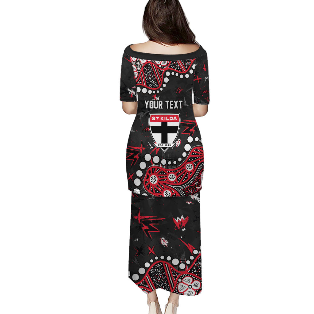 Personalized St Kilda Saints Family Matching Puletasi and Hawaiian Shirt Aboriginal Pattern with Graffiti Style