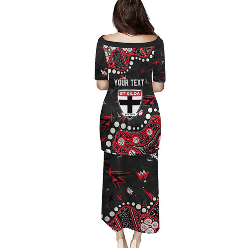 Personalized St Kilda Saints Family Matching Puletasi and Hawaiian Shirt Aboriginal Pattern with Graffiti Style