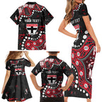 Personalized St Kilda Saints Family Matching Short Sleeve Bodycon Dress and Hawaiian Shirt Aboriginal Pattern with Graffiti Style
