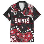 Personalized St Kilda Saints Family Matching Short Sleeve Bodycon Dress and Hawaiian Shirt Aboriginal Pattern with Graffiti Style