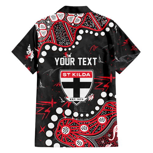 Personalized St Kilda Saints Family Matching Short Sleeve Bodycon Dress and Hawaiian Shirt Aboriginal Pattern with Graffiti Style