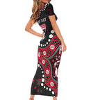 Personalized St Kilda Saints Family Matching Short Sleeve Bodycon Dress and Hawaiian Shirt Aboriginal Pattern with Graffiti Style