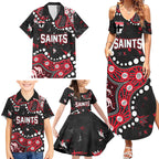 Personalized St Kilda Saints Family Matching Summer Maxi Dress and Hawaiian Shirt Aboriginal Pattern with Graffiti Style