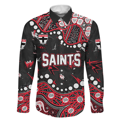 Personalized St Kilda Saints Family Matching Summer Maxi Dress and Hawaiian Shirt Aboriginal Pattern with Graffiti Style