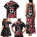Personalized St Kilda Saints Family Matching Tank Maxi Dress and Hawaiian Shirt Aboriginal Pattern with Graffiti Style