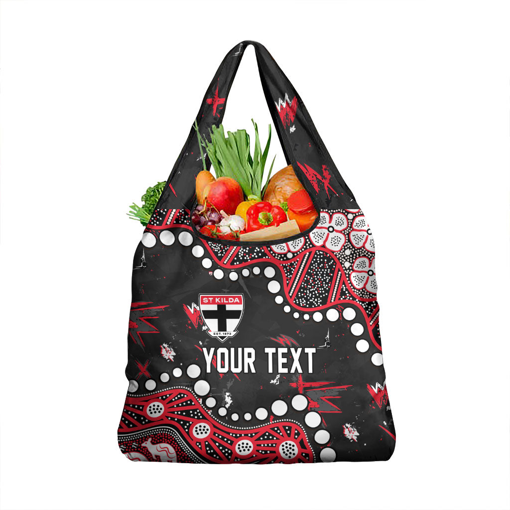Personalized St Kilda Saints Grocery Bag Aboriginal Pattern with Graffiti Style