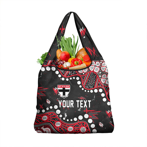 Personalized St Kilda Saints Grocery Bag Aboriginal Pattern with Graffiti Style
