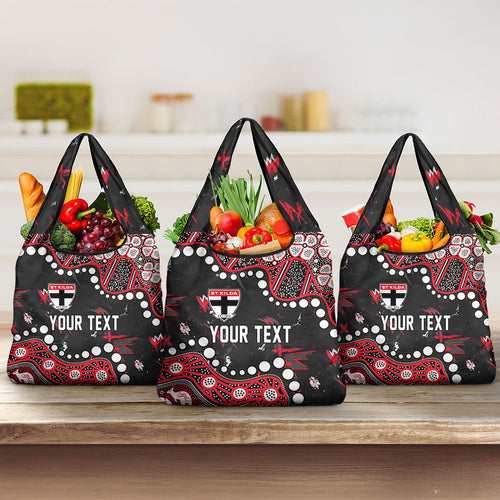 Personalized St Kilda Saints Grocery Bag Aboriginal Pattern with Graffiti Style