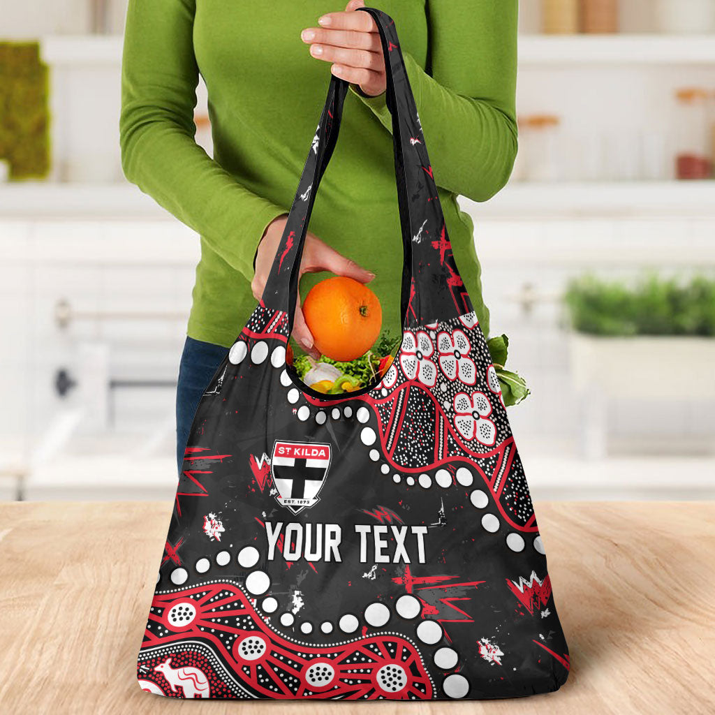 Personalized St Kilda Saints Grocery Bag Aboriginal Pattern with Graffiti Style