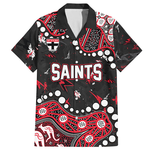 Personalized St Kilda Saints Hawaiian Shirt Aboriginal Pattern with Graffiti Style
