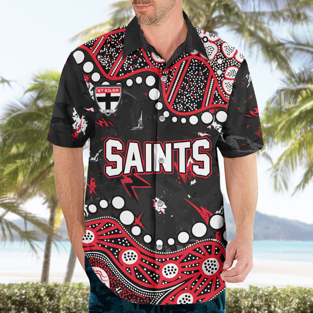 Personalized St Kilda Saints Hawaiian Shirt Aboriginal Pattern with Graffiti Style