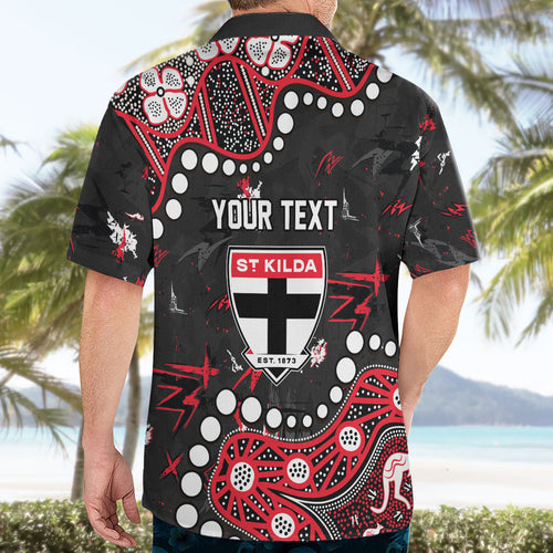 Personalized St Kilda Saints Hawaiian Shirt Aboriginal Pattern with Graffiti Style
