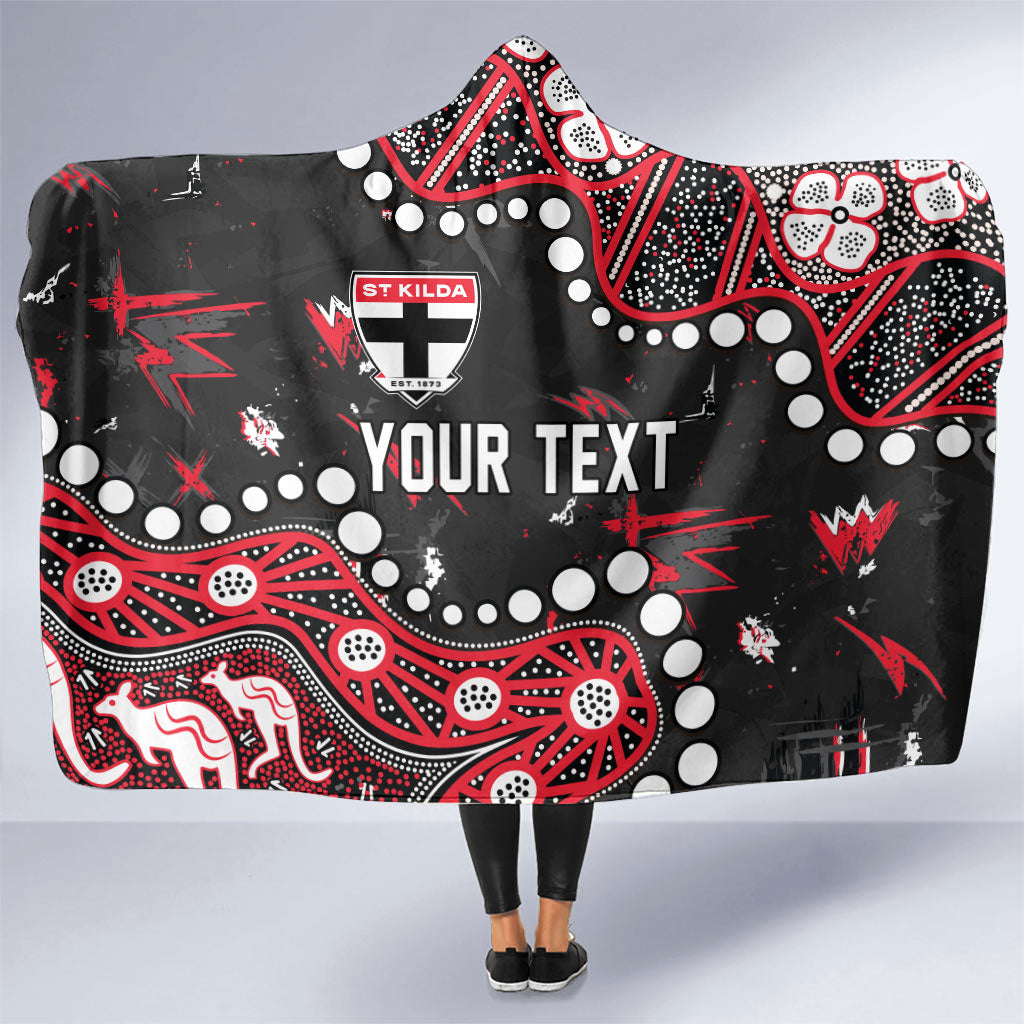 Personalized St Kilda Saints Hooded Blanket Aboriginal Pattern with Graffiti Style