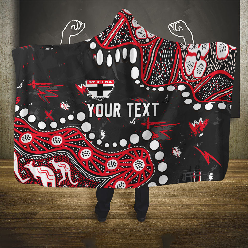 Personalized St Kilda Saints Hooded Blanket Aboriginal Pattern with Graffiti Style