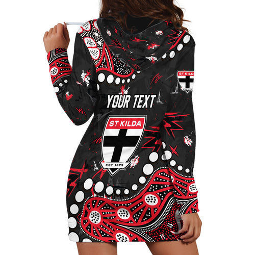Personalized St Kilda Saints Hoodie Dress Aboriginal Pattern with Graffiti Style
