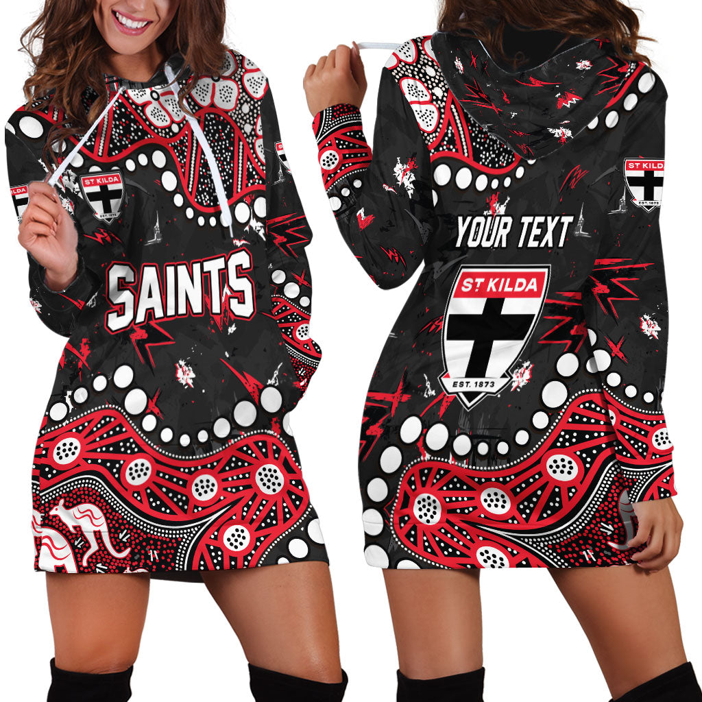 Personalized St Kilda Saints Hoodie Dress Aboriginal Pattern with Graffiti Style