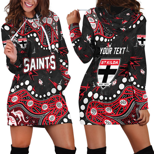 Personalized St Kilda Saints Hoodie Dress Aboriginal Pattern with Graffiti Style