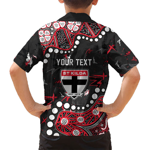Personalized St Kilda Saints Kid Hawaiian Shirt Aboriginal Pattern with Graffiti Style