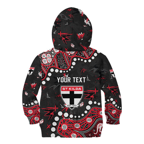 Personalized St Kilda Saints Kid Hoodie Aboriginal Pattern with Graffiti Style