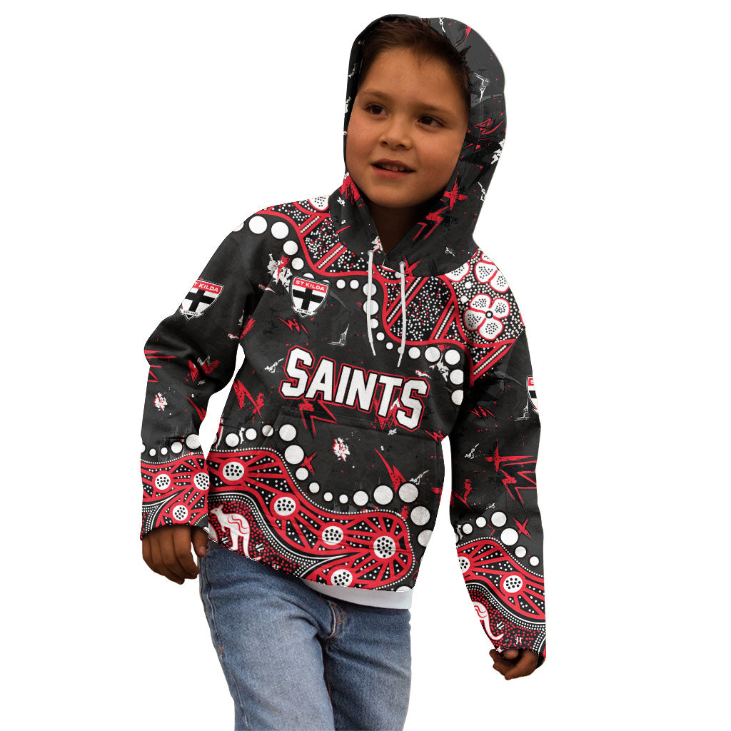 Personalized St Kilda Saints Kid Hoodie Aboriginal Pattern with Graffiti Style