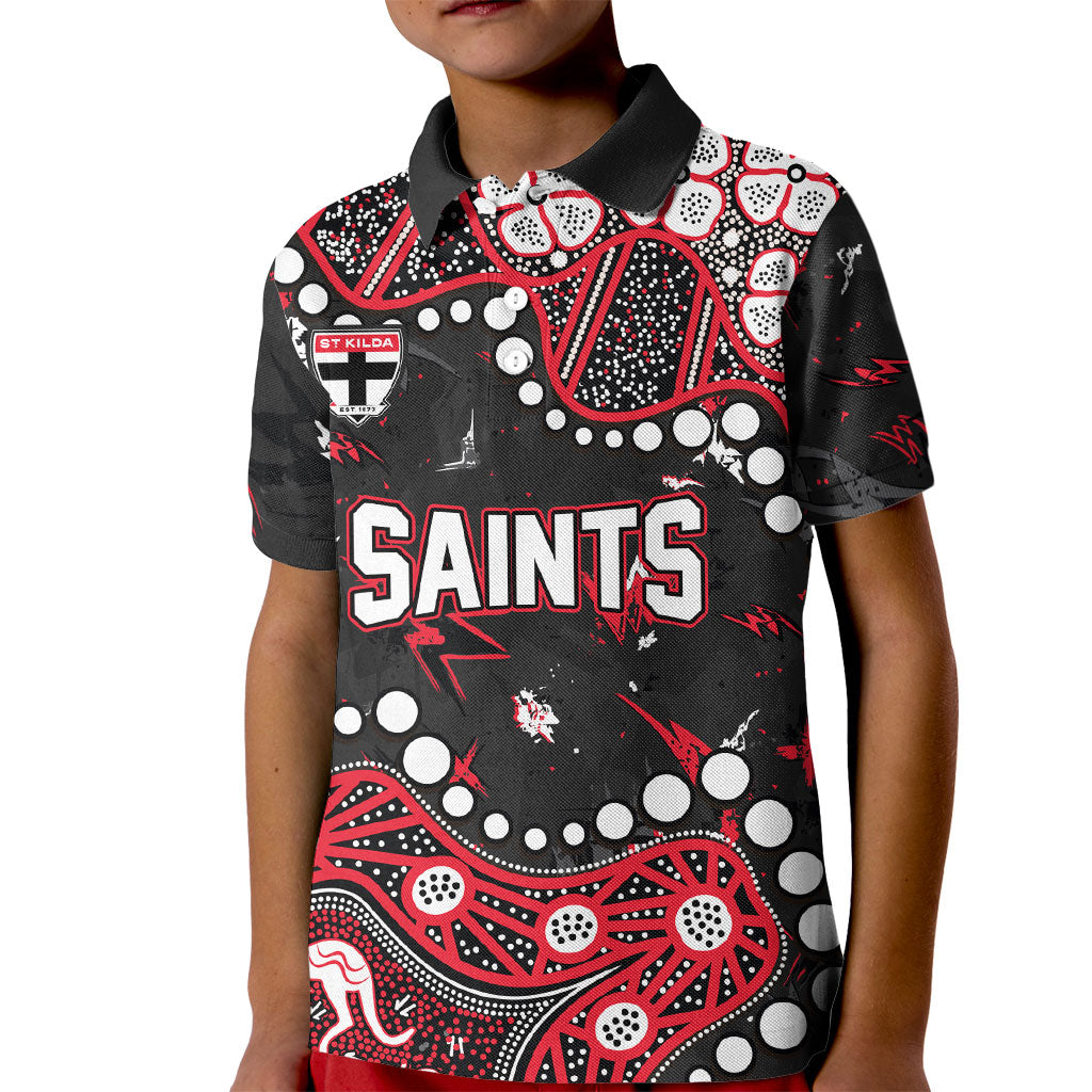 Personalized St Kilda Saints Kid Polo Shirt Aboriginal Pattern with Graffiti Style
