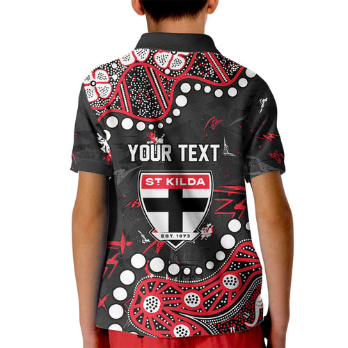 Personalized St Kilda Saints Kid Polo Shirt Aboriginal Pattern with Graffiti Style