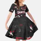 Personalized St Kilda Saints Kid Short Sleeve Dress Aboriginal Pattern with Graffiti Style