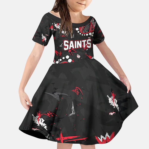 Personalized St Kilda Saints Kid Short Sleeve Dress Aboriginal Pattern with Graffiti Style