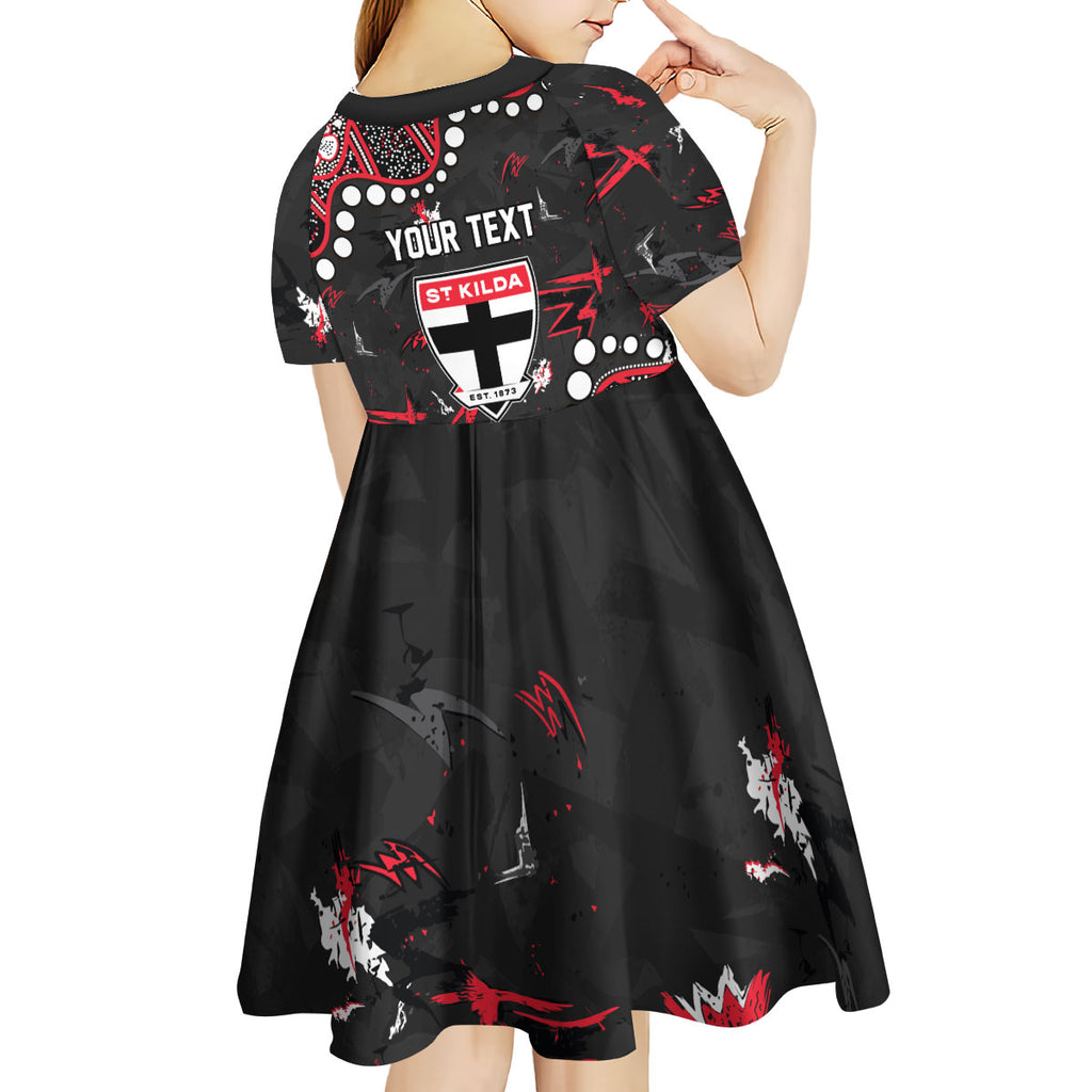 Personalized St Kilda Saints Kid Short Sleeve Dress Aboriginal Pattern with Graffiti Style