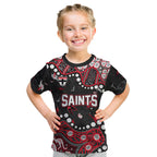 Personalized St Kilda Saints Kid T Shirt Aboriginal Pattern with Graffiti Style