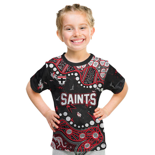 Personalized St Kilda Saints Kid T Shirt Aboriginal Pattern with Graffiti Style