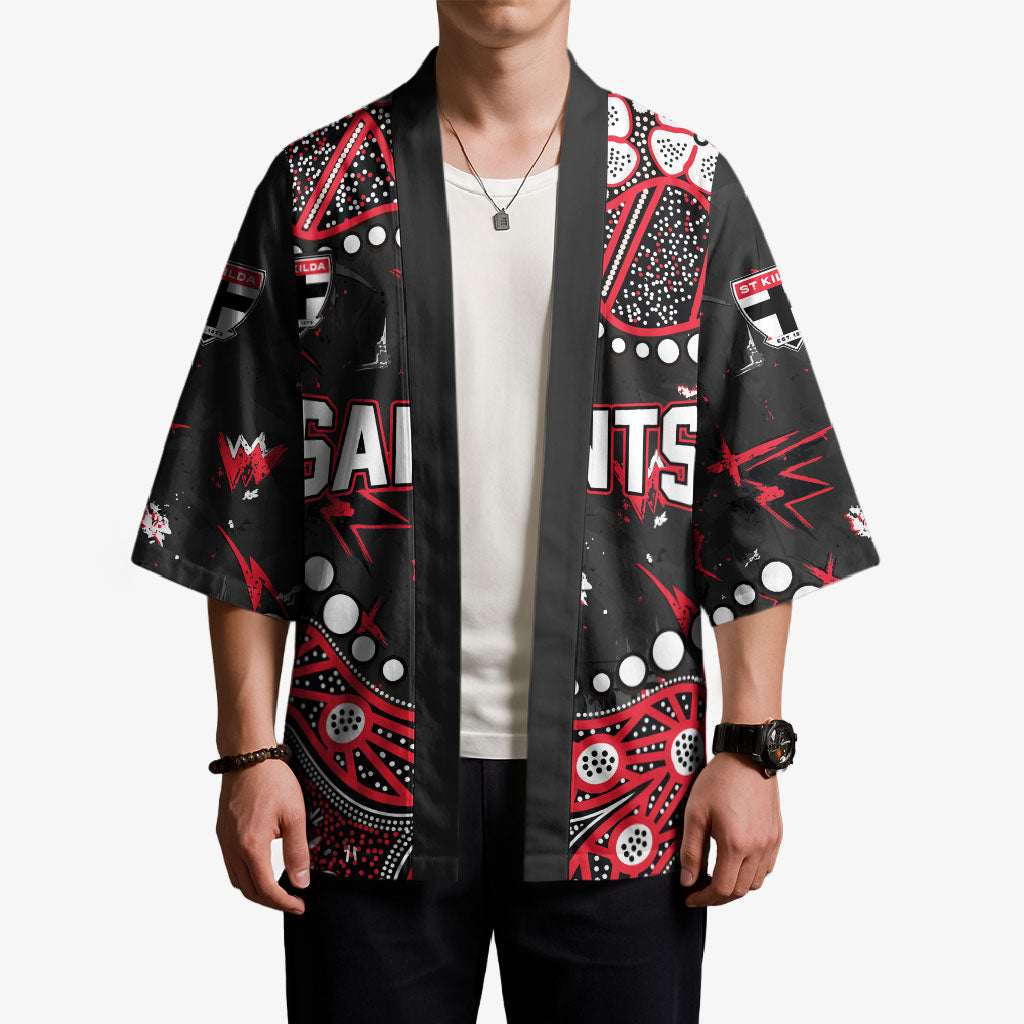 Personalized St Kilda Saints Kimono Aboriginal Pattern with Graffiti Style