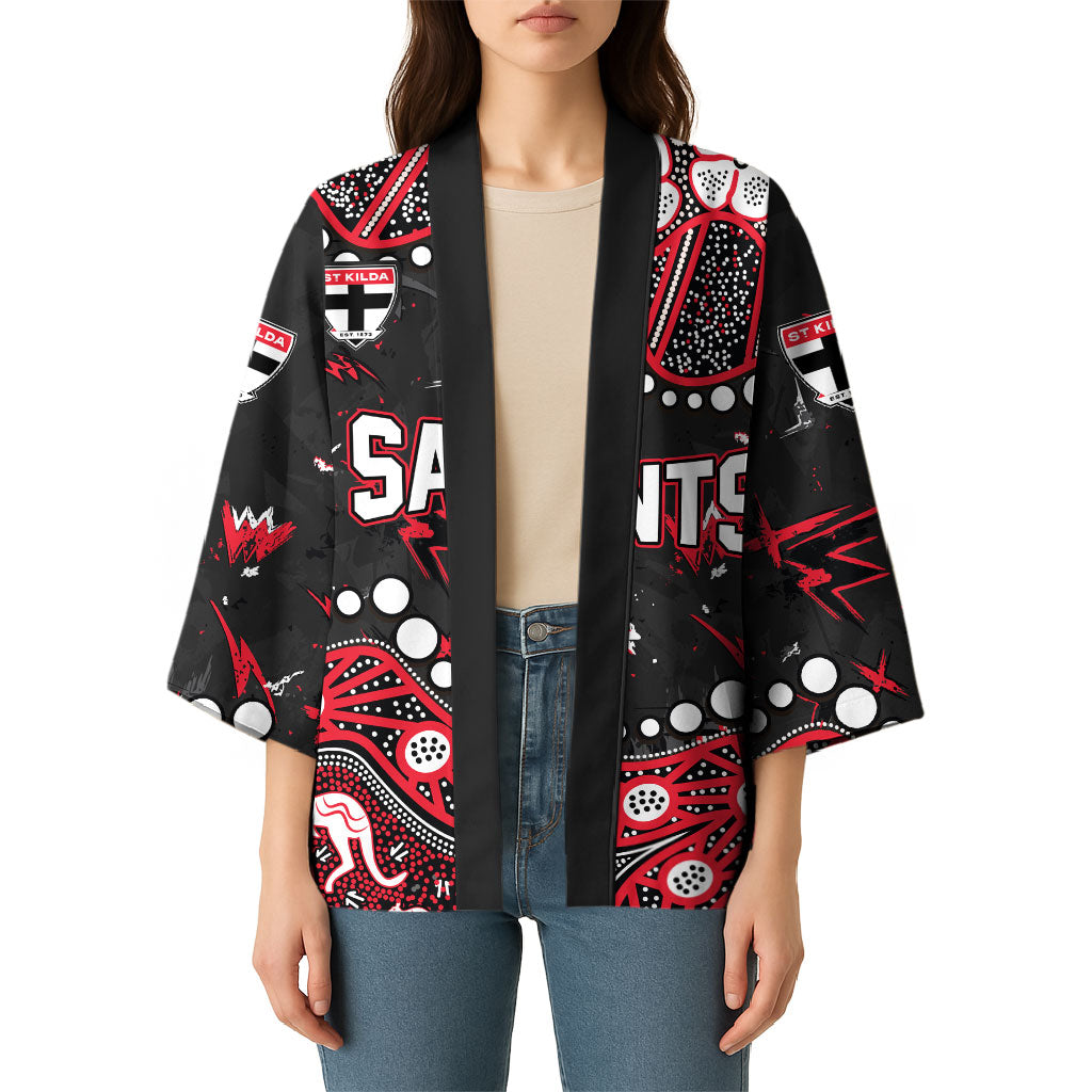 Personalized St Kilda Saints Kimono Aboriginal Pattern with Graffiti Style