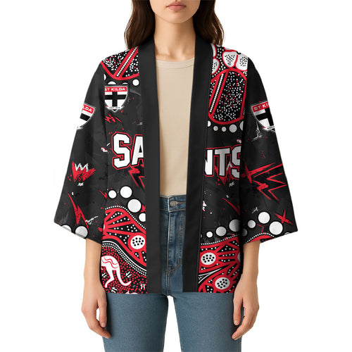 Personalized St Kilda Saints Kimono Aboriginal Pattern with Graffiti Style