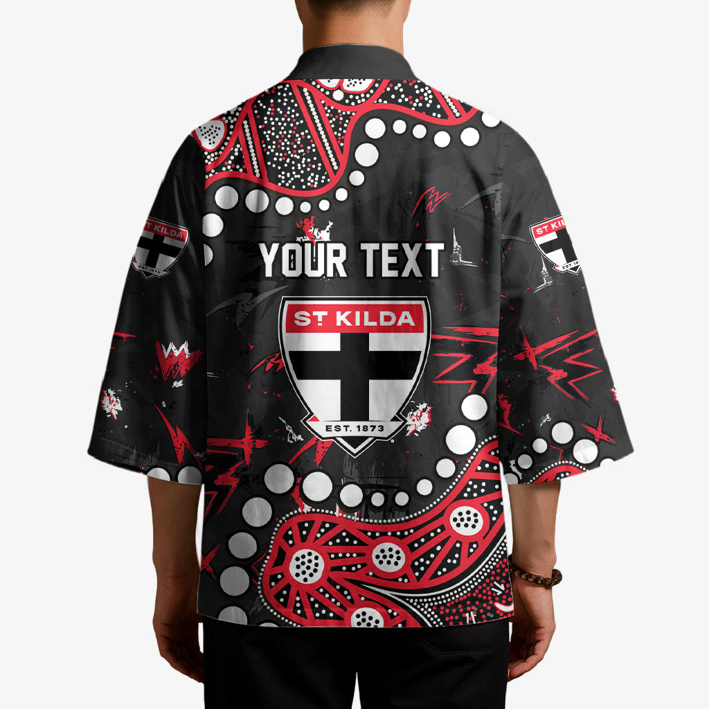 Personalized St Kilda Saints Kimono Aboriginal Pattern with Graffiti Style