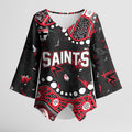 Personalized St Kilda Saints Kimono Sleeve Blouse Aboriginal Pattern with Graffiti Style
