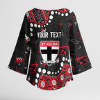 Personalized St Kilda Saints Kimono Sleeve Blouse Aboriginal Pattern with Graffiti Style