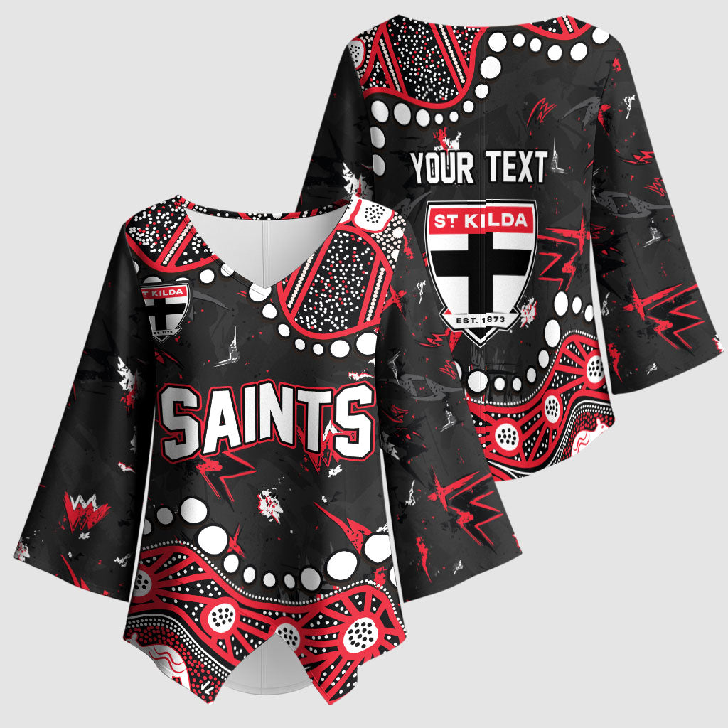 Personalized St Kilda Saints Kimono Sleeve Blouse Aboriginal Pattern with Graffiti Style