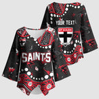 Personalized St Kilda Saints Kimono Sleeve Blouse Aboriginal Pattern with Graffiti Style