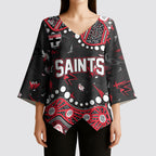 Personalized St Kilda Saints Kimono Sleeve Blouse Aboriginal Pattern with Graffiti Style