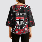 Personalized St Kilda Saints Kimono Sleeve Blouse Aboriginal Pattern with Graffiti Style