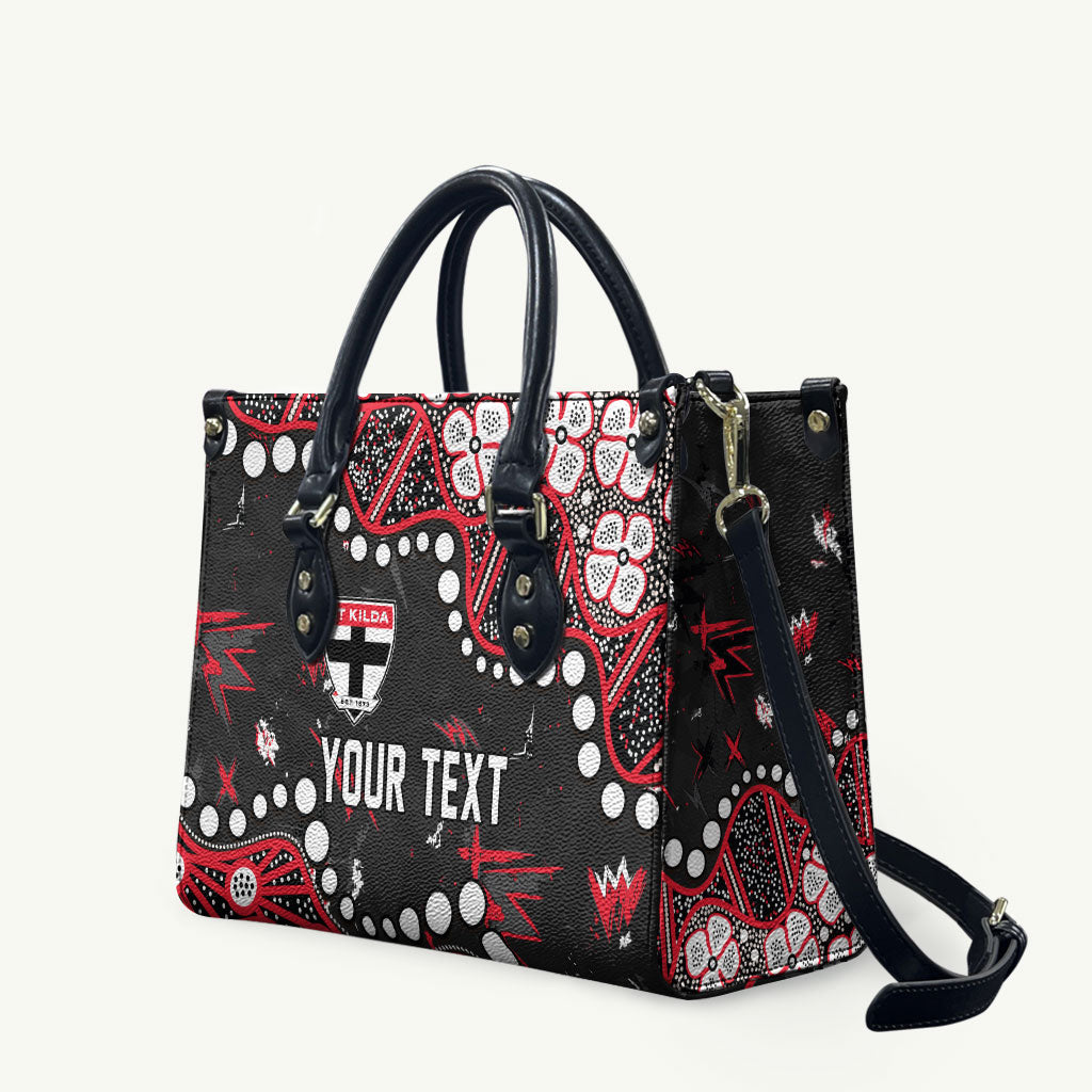 Personalized St Kilda Saints Leather Bag Aboriginal Pattern with Graffiti Style