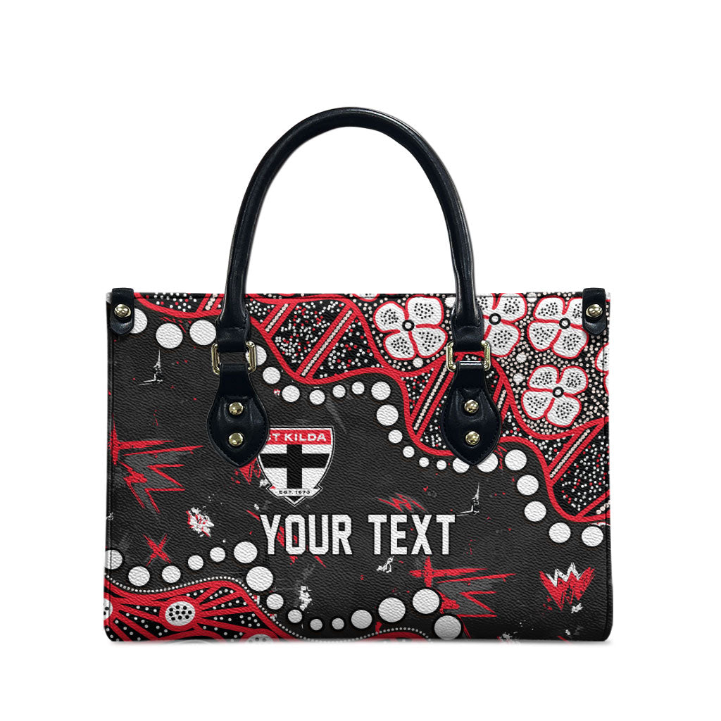 Personalized St Kilda Saints Leather Bag Aboriginal Pattern with Graffiti Style