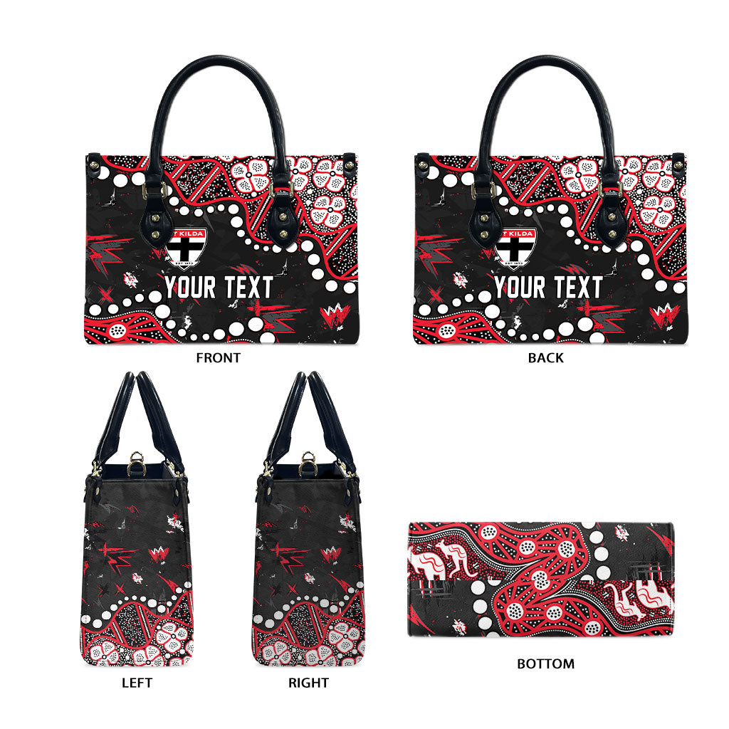 Personalized St Kilda Saints Leather Bag Aboriginal Pattern with Graffiti Style