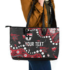 Personalized St Kilda Saints Leather Tote Bag Aboriginal Pattern with Graffiti Style