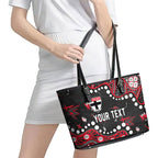 Personalized St Kilda Saints Leather Tote Bag Aboriginal Pattern with Graffiti Style