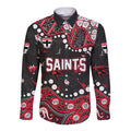 Personalized St Kilda Saints Long Sleeve Button Shirt Aboriginal Pattern with Graffiti Style
