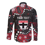 Personalized St Kilda Saints Long Sleeve Button Shirt Aboriginal Pattern with Graffiti Style